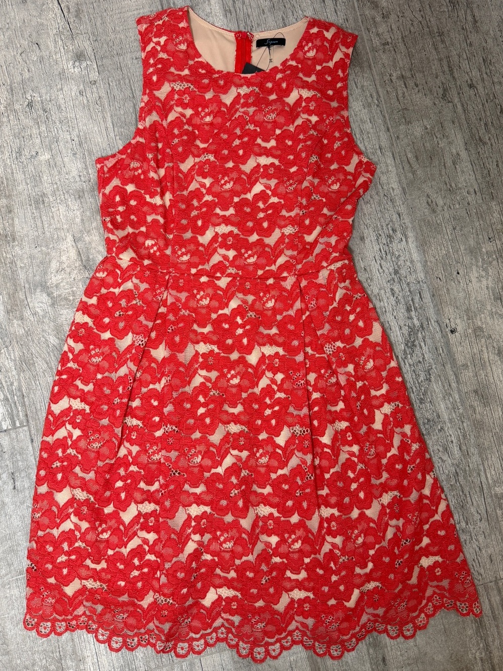 Soprano Wedding Guest Party Holiday Red/Coral Lace Fit & Flare Mini Dress NWT